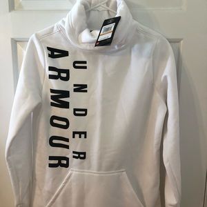 Under Armour, white, pullover sweatshirt, small